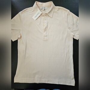 NWT - Calvin Klein Cotton Stretch Light Pink Polo Shirt - Size M